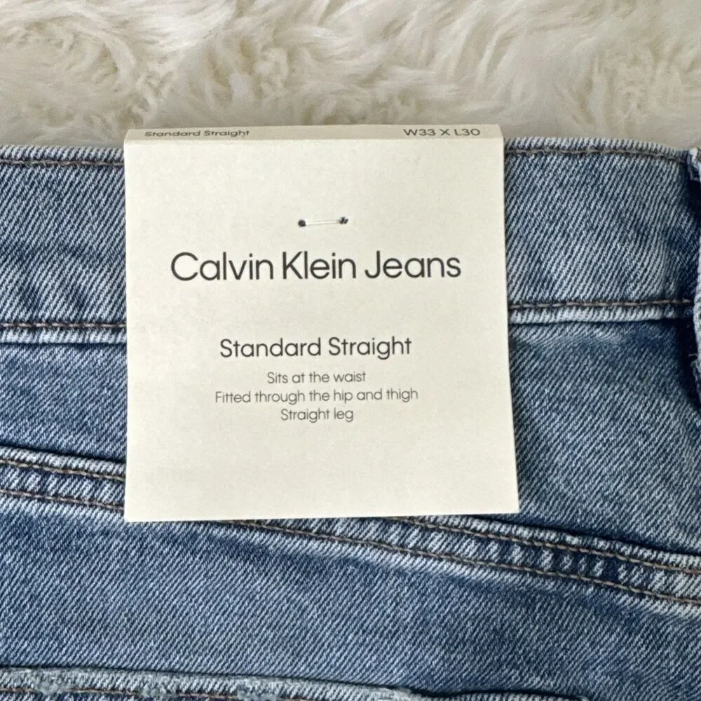 Calvin Klein Standard Straight Jeans Mens 33x30 Measure 33x28.5 Blue Stretch NWT